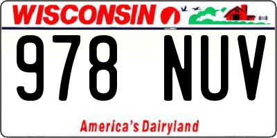 WI license plate 978NUV
