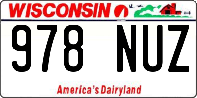 WI license plate 978NUZ