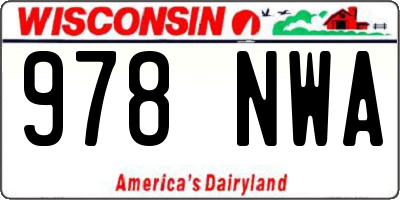 WI license plate 978NWA