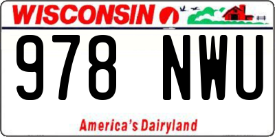 WI license plate 978NWU