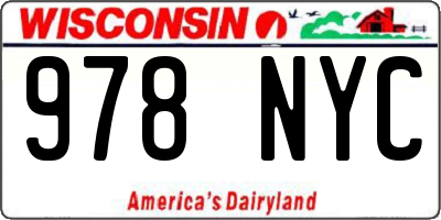 WI license plate 978NYC