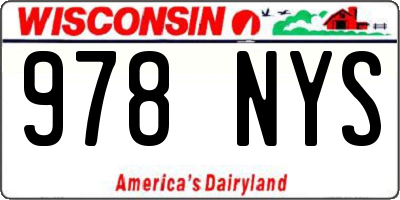 WI license plate 978NYS
