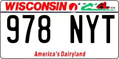 WI license plate 978NYT