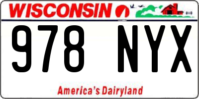 WI license plate 978NYX