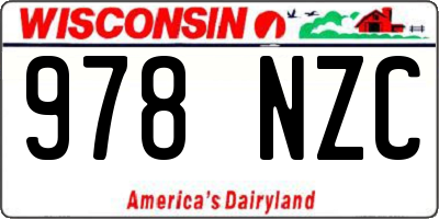 WI license plate 978NZC