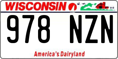 WI license plate 978NZN