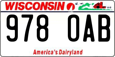 WI license plate 978OAB