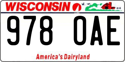 WI license plate 978OAE