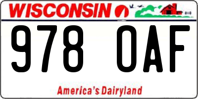 WI license plate 978OAF