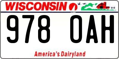 WI license plate 978OAH