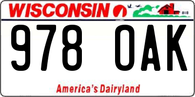 WI license plate 978OAK