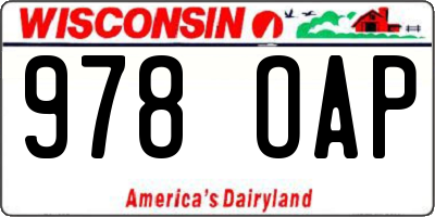 WI license plate 978OAP