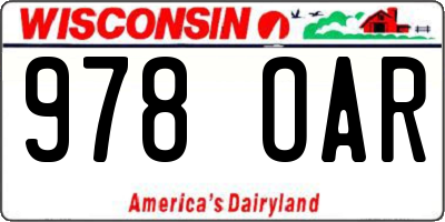WI license plate 978OAR