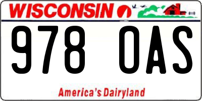 WI license plate 978OAS