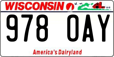WI license plate 978OAY
