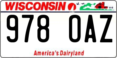WI license plate 978OAZ