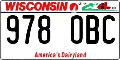 WI license plate 978OBC