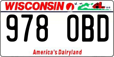 WI license plate 978OBD