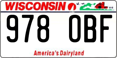 WI license plate 978OBF