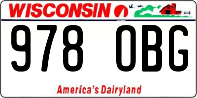 WI license plate 978OBG