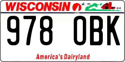 WI license plate 978OBK