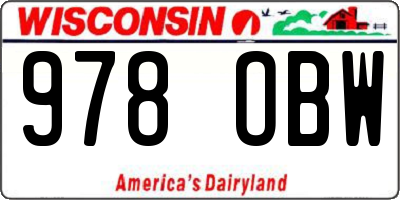 WI license plate 978OBW