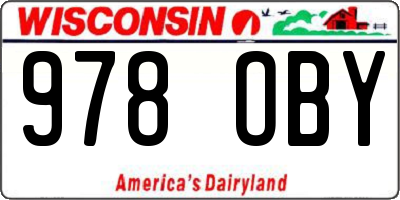 WI license plate 978OBY