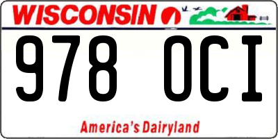 WI license plate 978OCI