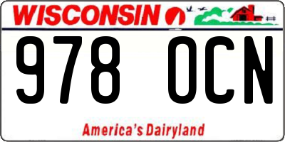 WI license plate 978OCN