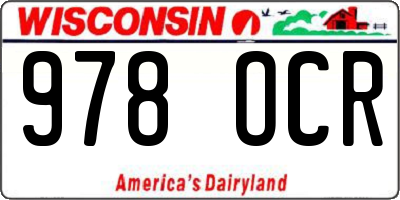 WI license plate 978OCR