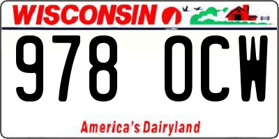 WI license plate 978OCW