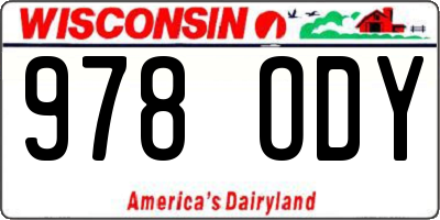 WI license plate 978ODY