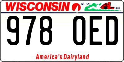 WI license plate 978OED
