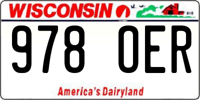 WI license plate 978OER