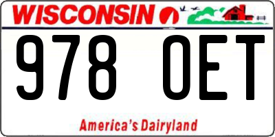 WI license plate 978OET