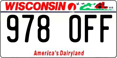 WI license plate 978OFF