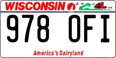 WI license plate 978OFI