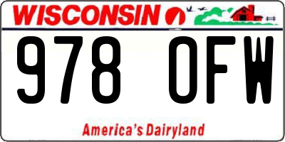 WI license plate 978OFW