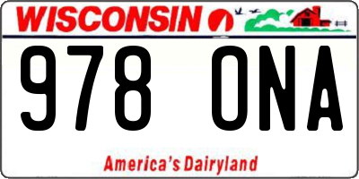 WI license plate 978ONA