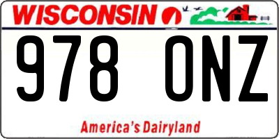 WI license plate 978ONZ
