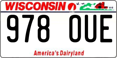 WI license plate 978OUE