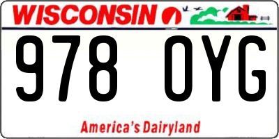 WI license plate 978OYG