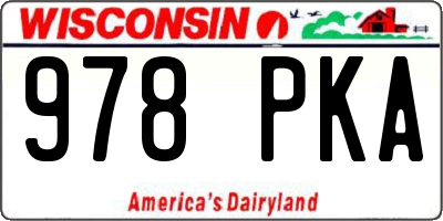 WI license plate 978PKA