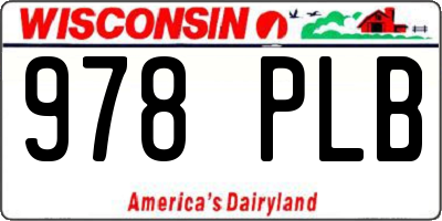 WI license plate 978PLB