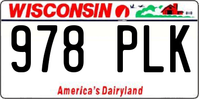 WI license plate 978PLK