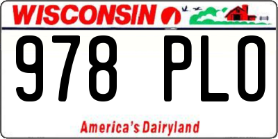 WI license plate 978PLO