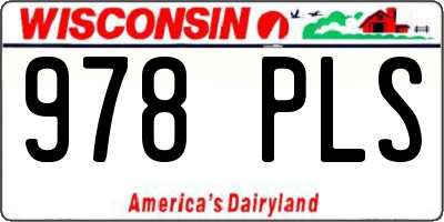 WI license plate 978PLS