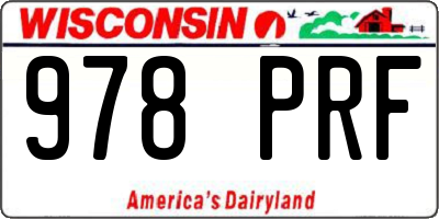 WI license plate 978PRF