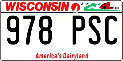 WI license plate 978PSC