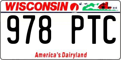 WI license plate 978PTC